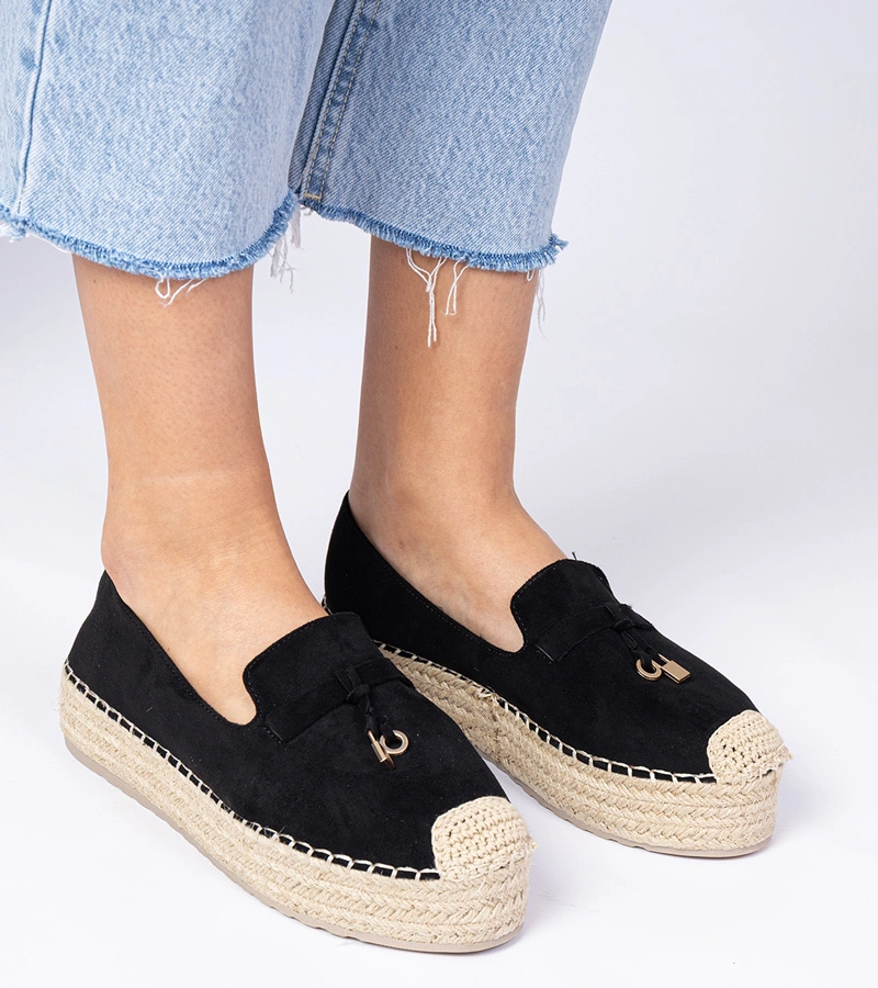 Černé espadrilky s hrubou podrážkou Elviola