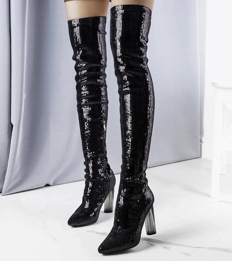 Černé flitrované boty Kannon