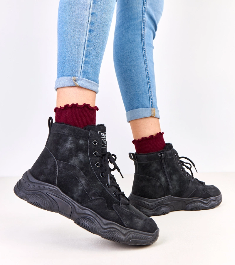 Černé ekozamszové trapery s kožíškem Chakles