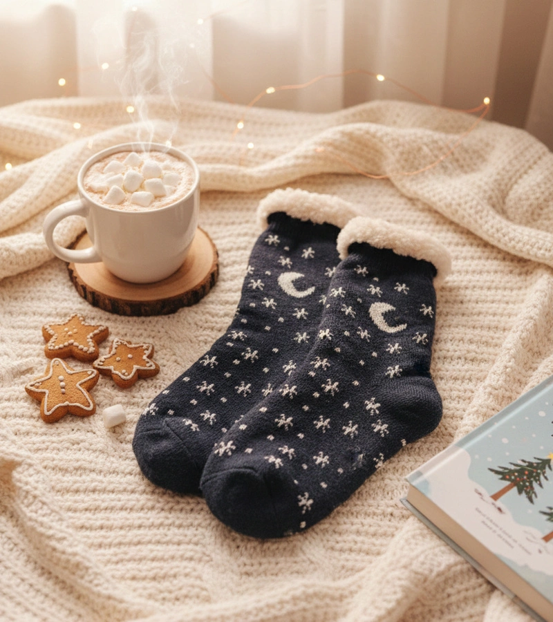 Šedé zimní ponožky s ovčí kůží Grondi