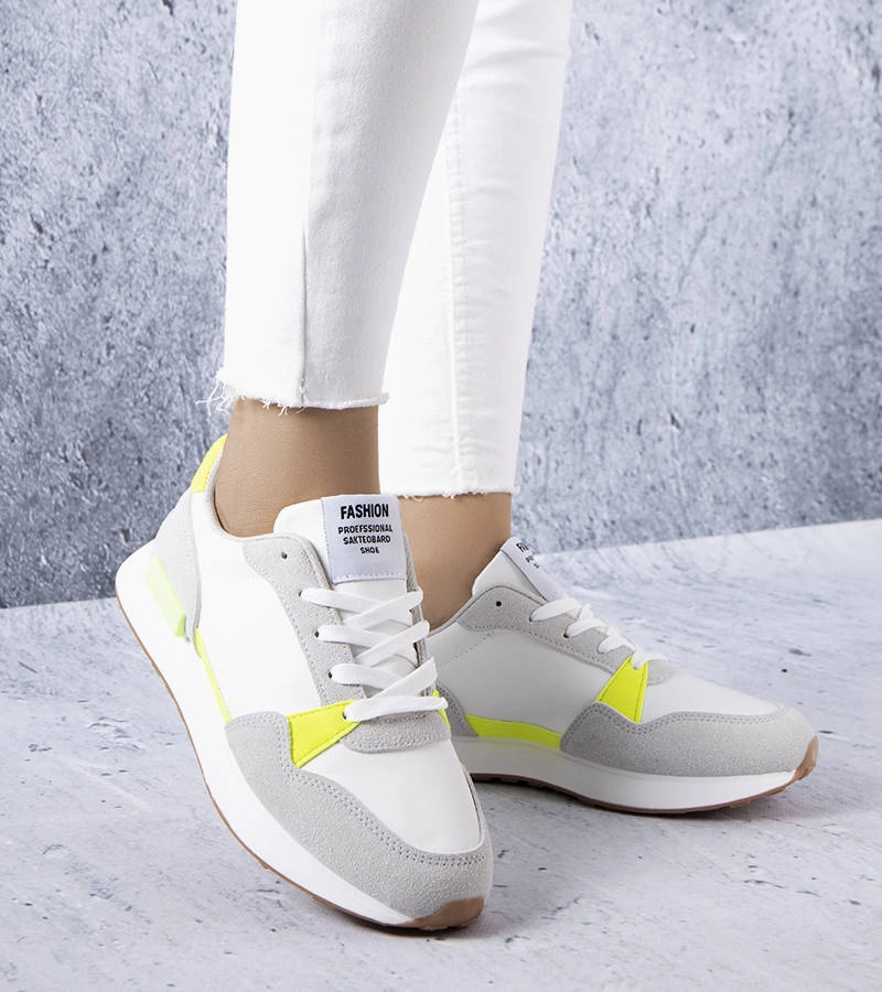 Bílé tenisky s neonovými vložkami Alita