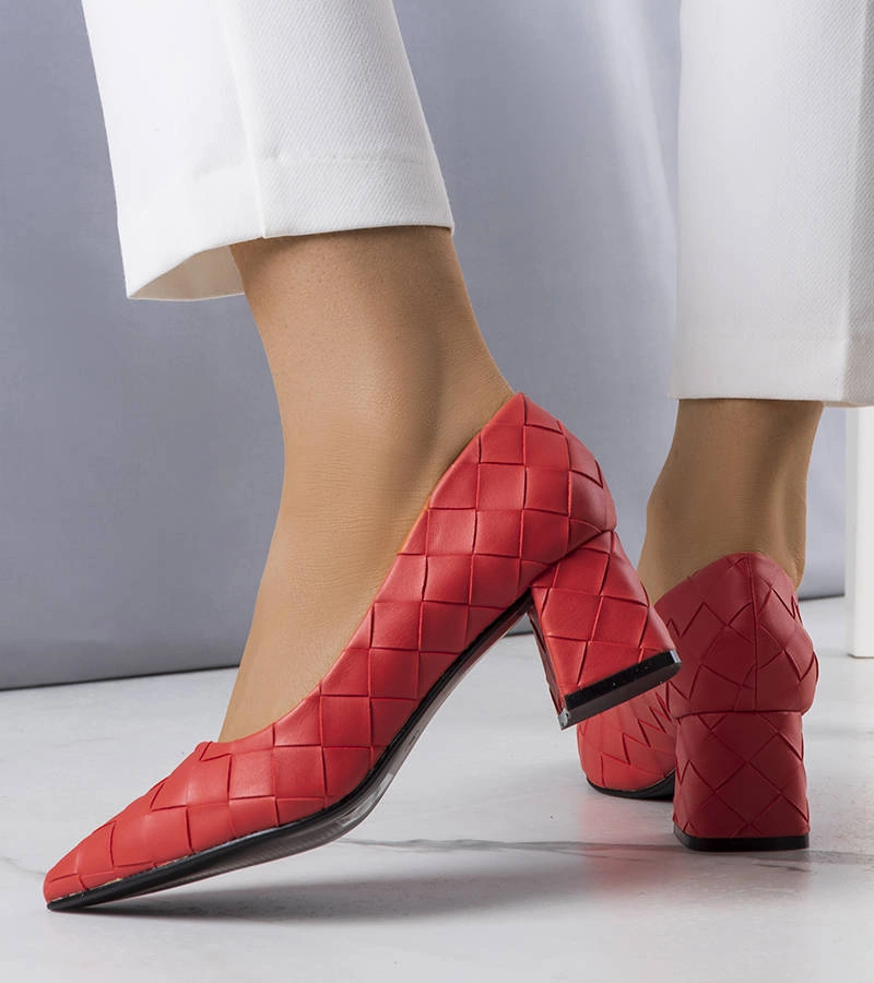 Červené lodičky Migne na podpatku