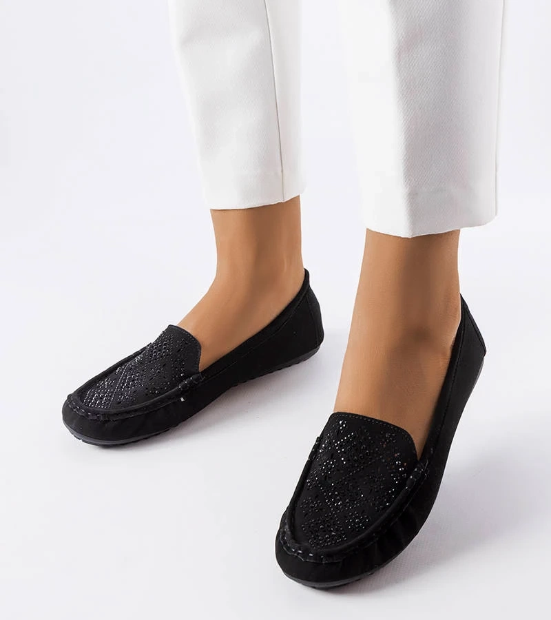 Černé mokasíny zdobené zirkony Gamache