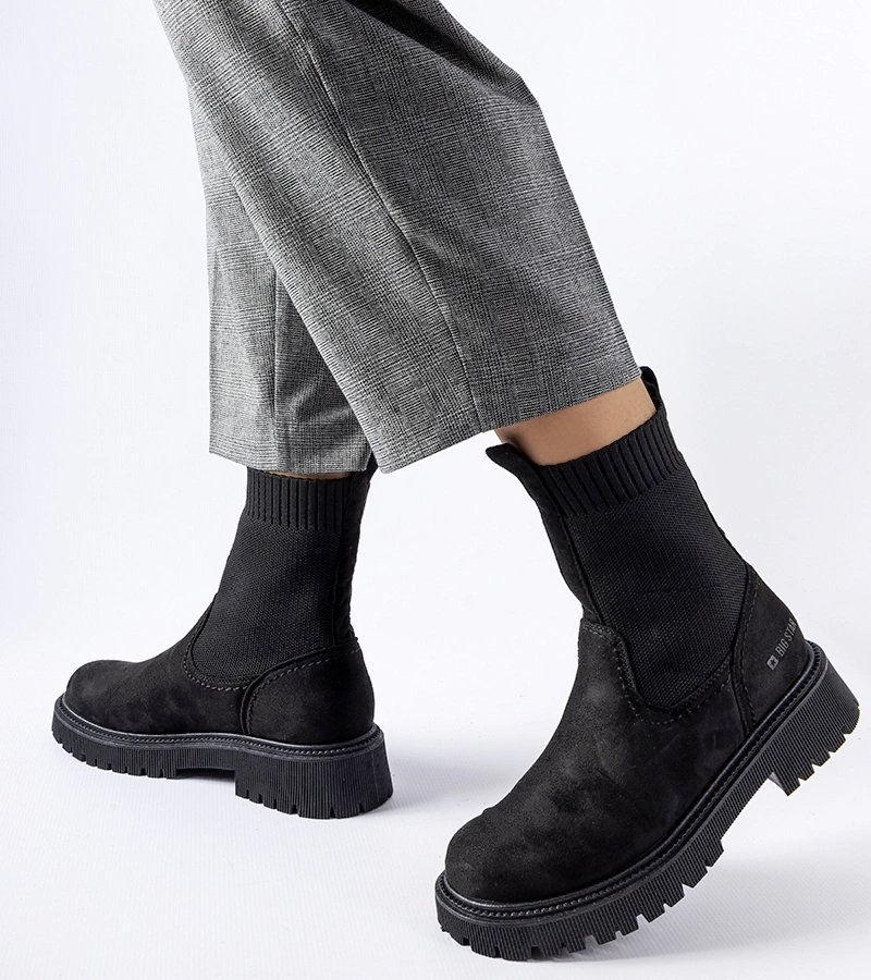 Černé ponožkové botky Big Star MM274540