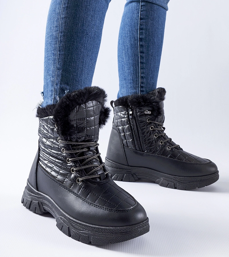 Černé zateplené sněhule na platformě Dwayn