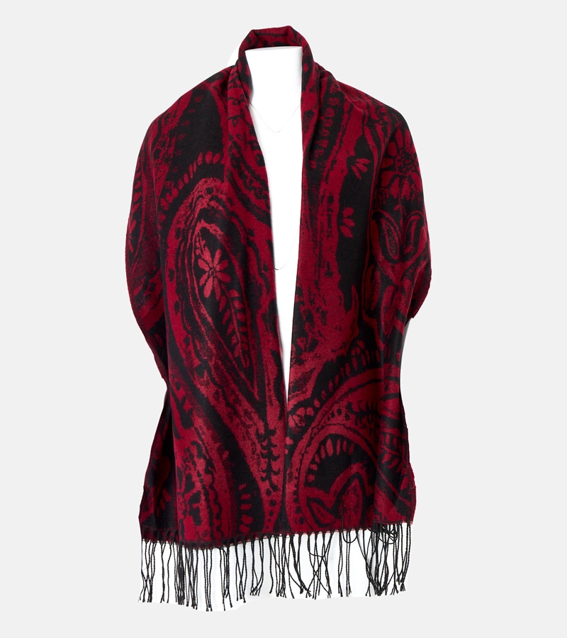 Červeno-černý šátek s květinami Colonie
