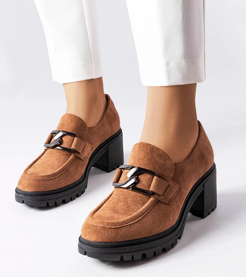 Hnědé lodičky s koženou stélkou Vinceza