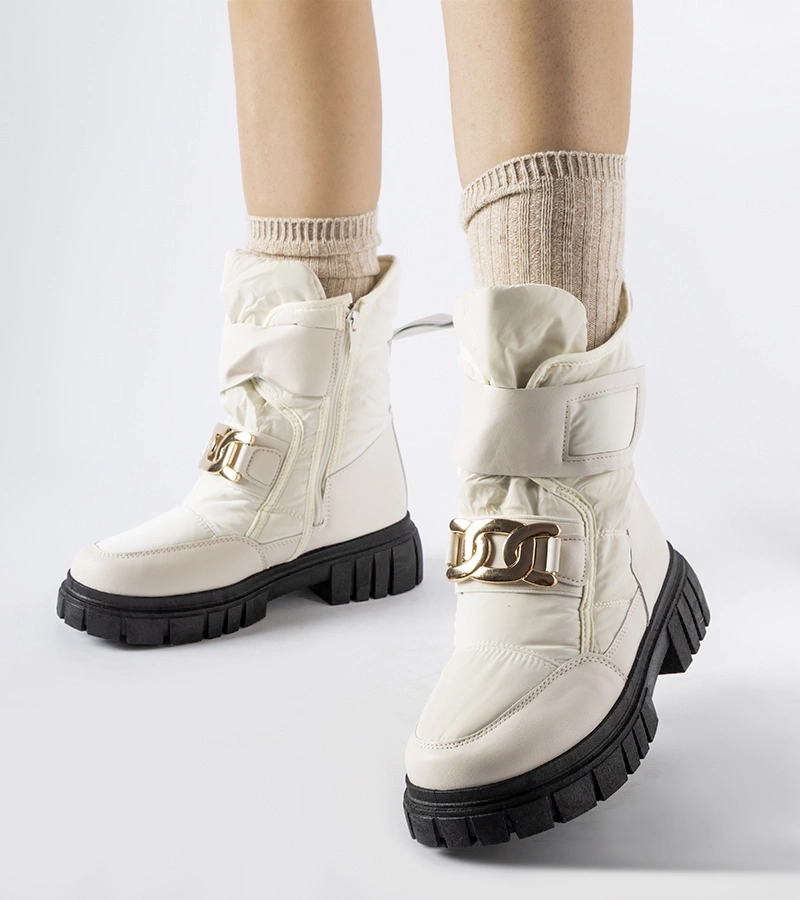 Béžové sněhule s ozdobnou sponkou Athos