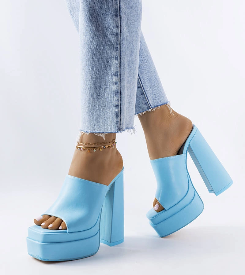 Modré žabky na vysokém podpatku Mercure