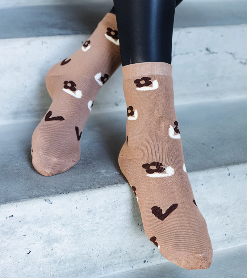 Cernobílé teplé ponožky Sella