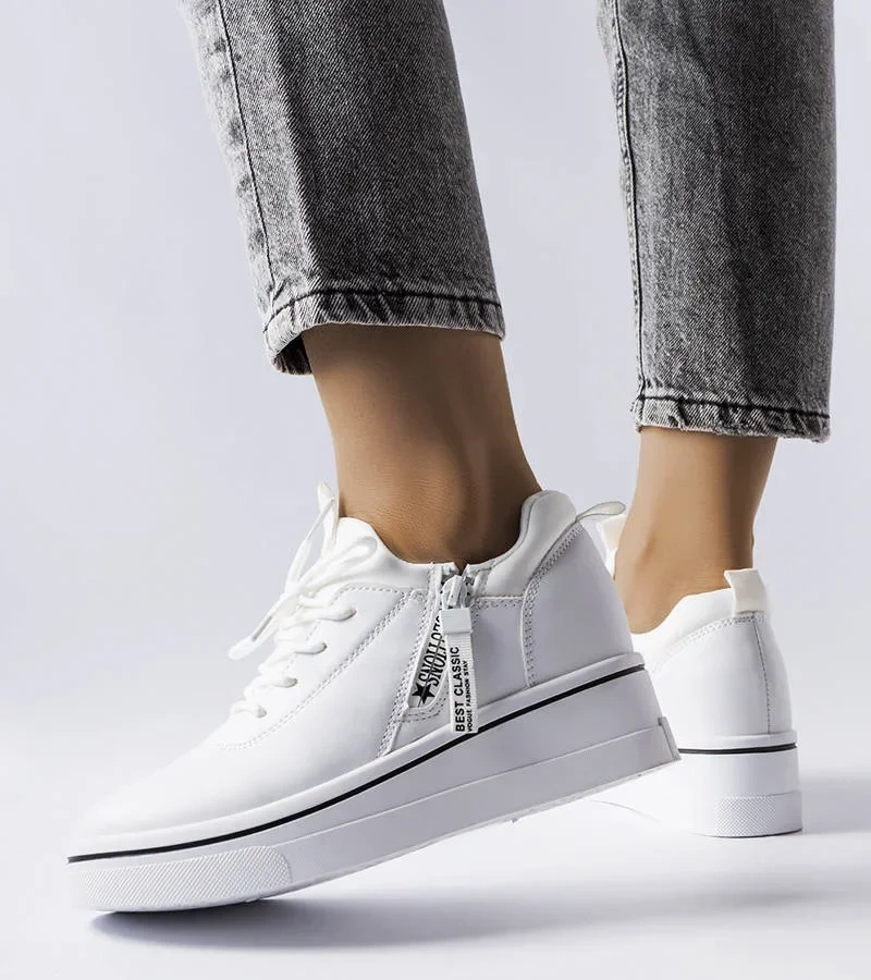 Bílé tenisky Mathieu na nízkém podpatku