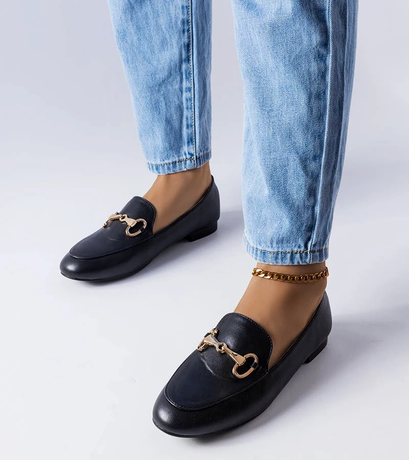 Černé mokasíny s přezkou Philip