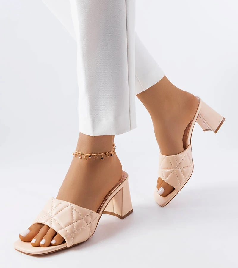 Béžové žabky Merley na podpatku